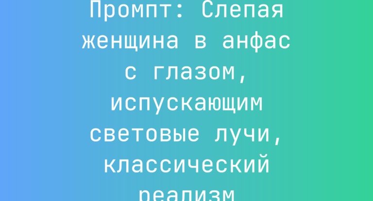 Промпт: Слепая женщина в анфас с глазом, испускающим световые лучи, классический реализм