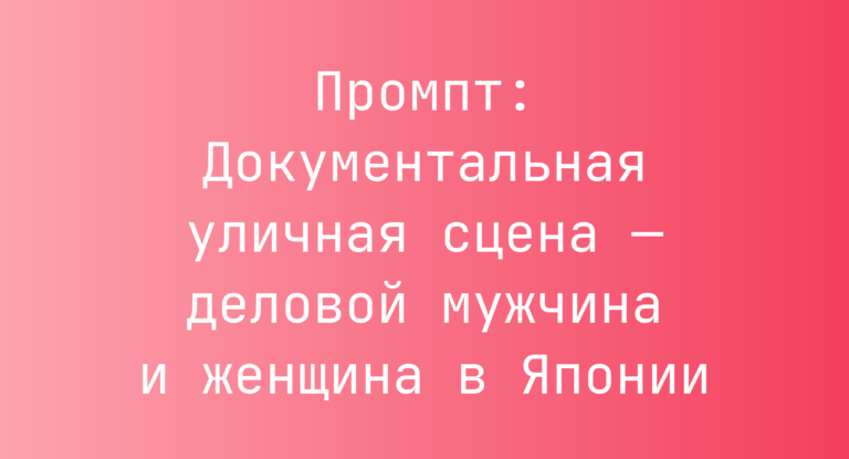 Промпт: Документальная уличная сцена — деловой мужчина и женщина в Японии