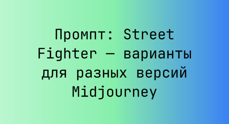 Промпт: Street Fighter — варианты для разных версий Midjourney