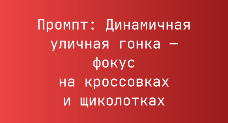 Промпт: Динамичная уличная гонка — фокус на кроссовках и щиколотках