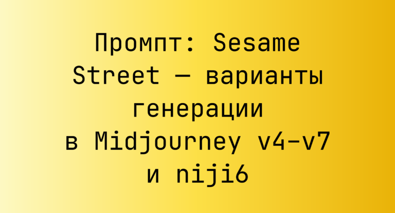 Промпт: Sesame Street — варианты генерации в Midjourney v4–v7 и niji6