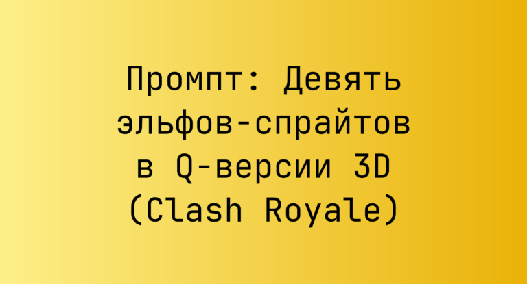 Промпт: Девять эльфов-спрайтов в Q-версии 3D (Clash Royale)