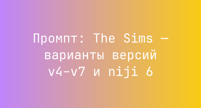 Промпт: The Sims — варианты версий v4–v7 и niji 6