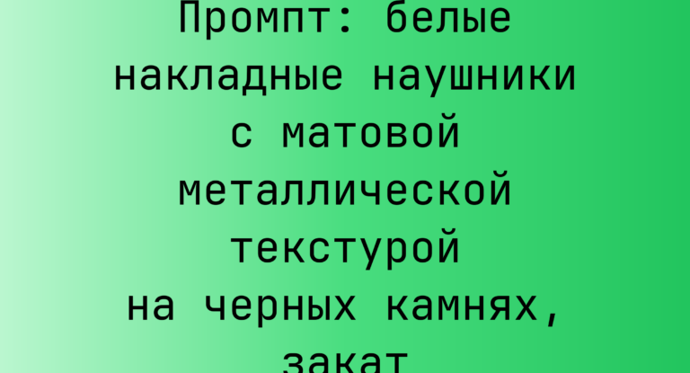 Промпт: белые накладные наушники с матовой металлической текстурой на черных камнях, закат