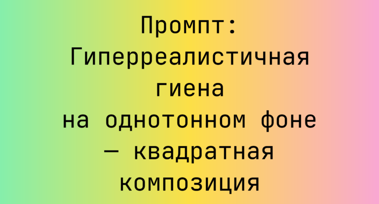 Промпт: Гиперреалистичная гиена на однотонном фоне — квадратная композиция