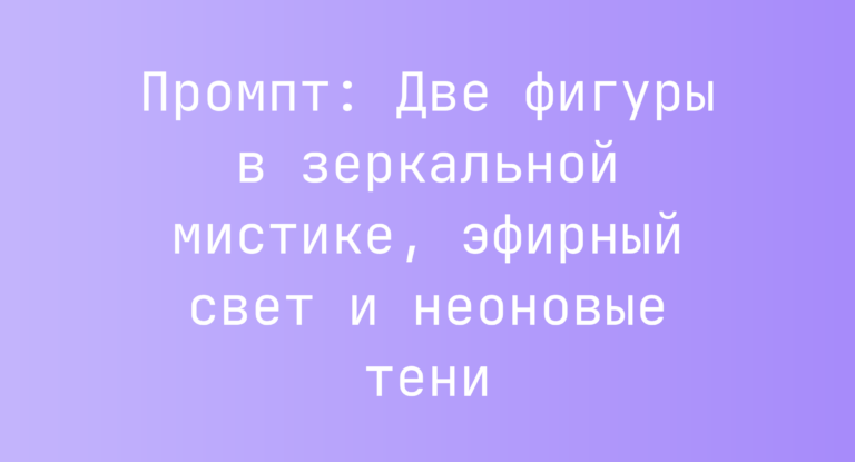 Промпт: Две фигуры в зеркальной мистике, эфирный свет и неоновые тени