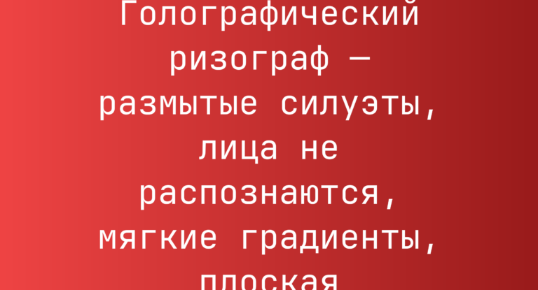 Промпт: Голографический ризограф — размытые силуэты, лица не распознаются, мягкие градиенты, плоская иллюстрация