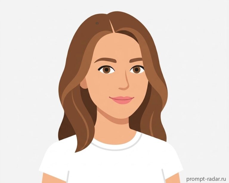 Промпт: flat-иллюстрация 25-летней женщины, минимальные градиенты