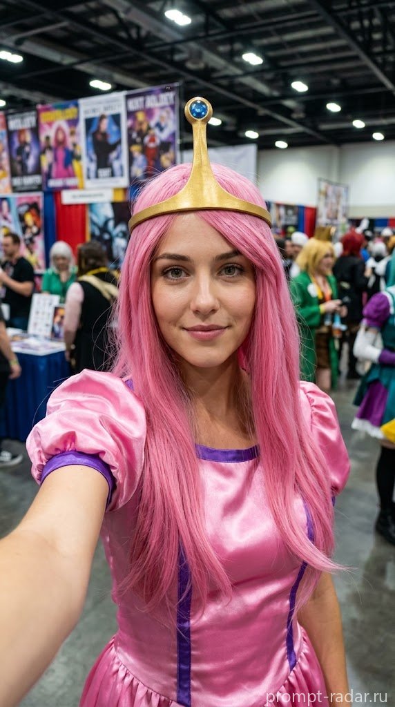 Промпт: Портрет косплейщицы Princess Bubblegum на конвенте
