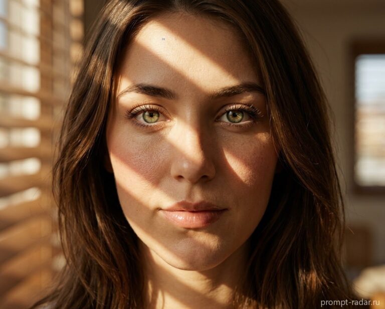 Промпт для драматического света от жалюзи, полосатые тени