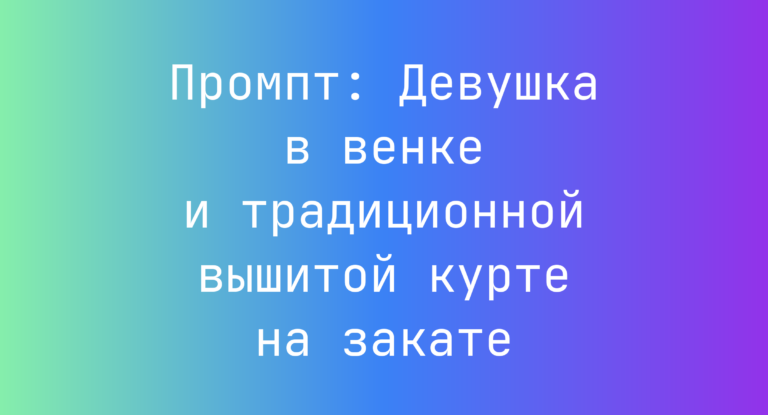 Промпт: Девушка в венке и традиционной вышитой курте на закате