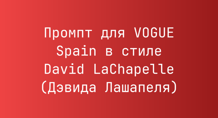 Промпт для VOGUE Spain в стиле David LaChapelle (Дэвида Лашапеля)
