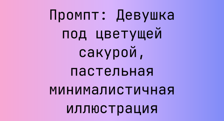 Промпт: Девушка под цветущей сакурой, пастельная минималистичная иллюстрация
