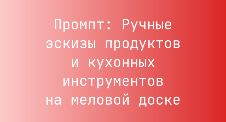Промпт: Ручные эскизы продуктов и кухонных инструментов на меловой доске