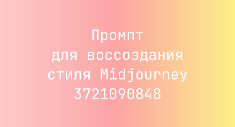 Промпт для воссоздания стиля Midjourney 3721090848