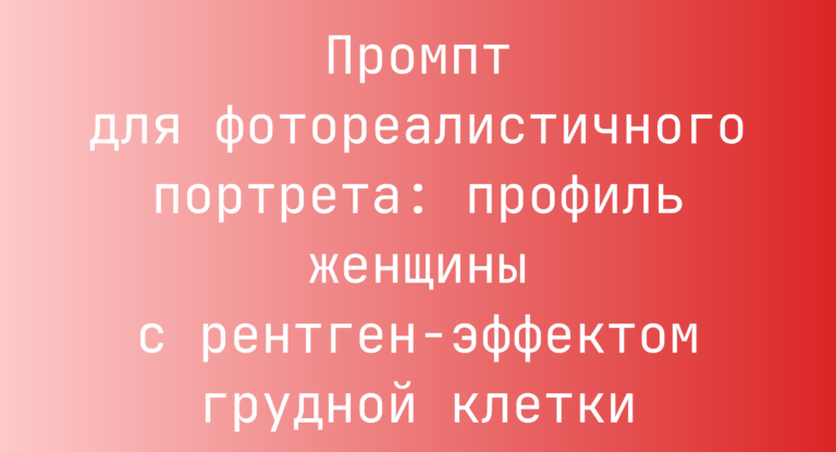 Промпт для фотореалистичного портрета: профиль женщины с рентген-эффектом грудной клетки