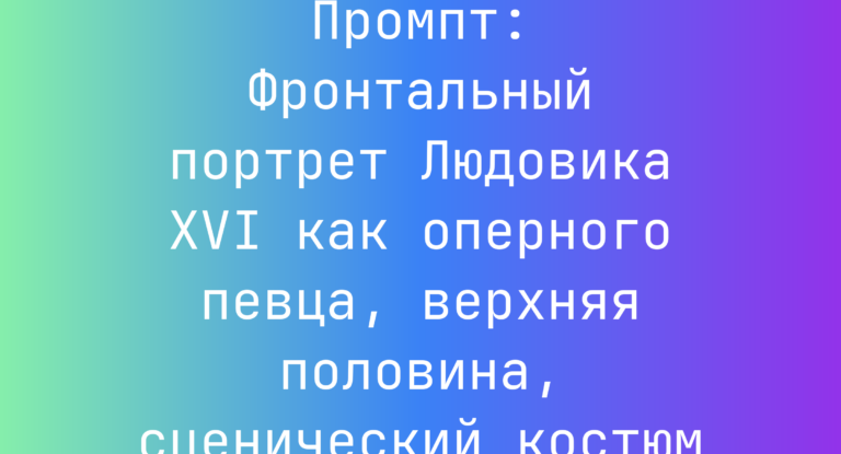 Промпт: Фронтальный портрет Людовика XVI как оперного певца, верхняя половина, сценический костюм