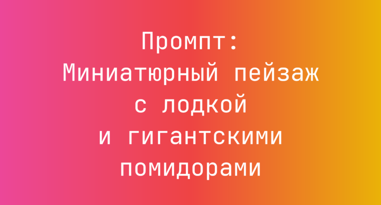 Промпт: Миниатюрный пейзаж с лодкой и гигантскими помидорами